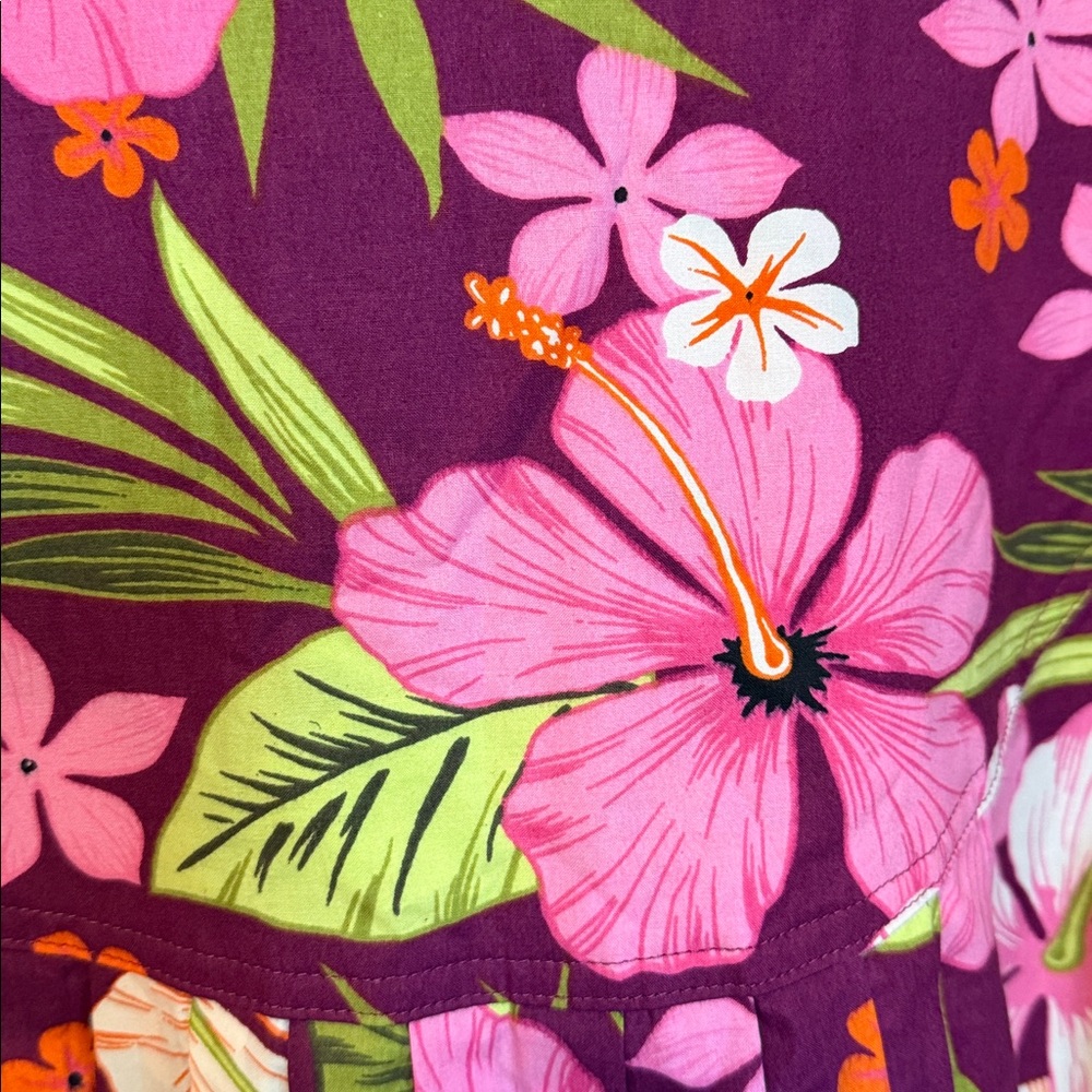 Plus Size 2X Tropical Floral Dress | Desert Shores Pink Hawaiian Resort Dress - Picture 6 of 7